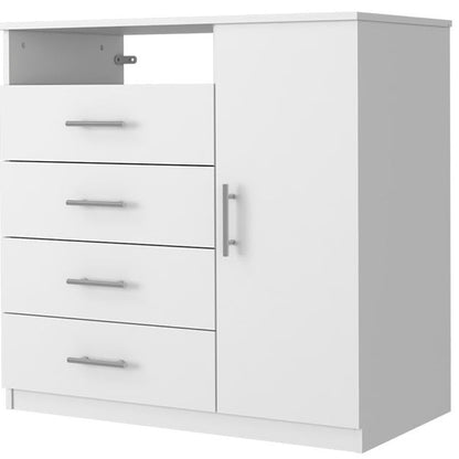 36" White Four Drawer Combo Dresser