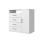 35" White Wood Four Drawer Combo Dresser
