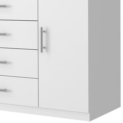 35" White Wood Four Drawer Combo Dresser