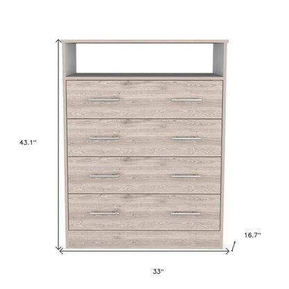 33" Oak Wood Four Drawer Dresser