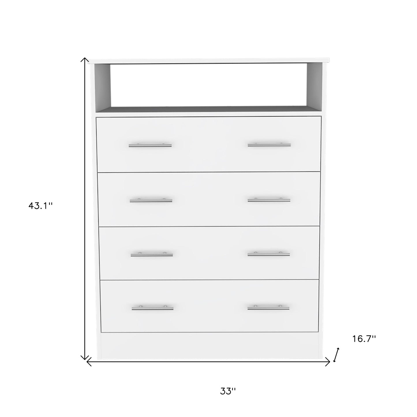 33" White Four Drawer Dresser