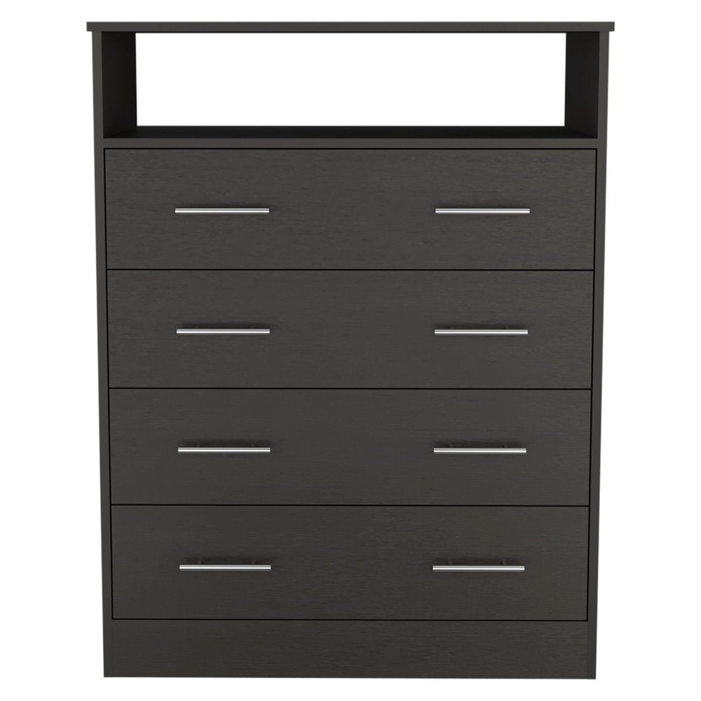 33" Black Wood Four Drawer Dresser