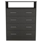 33" Black Wood Four Drawer Dresser