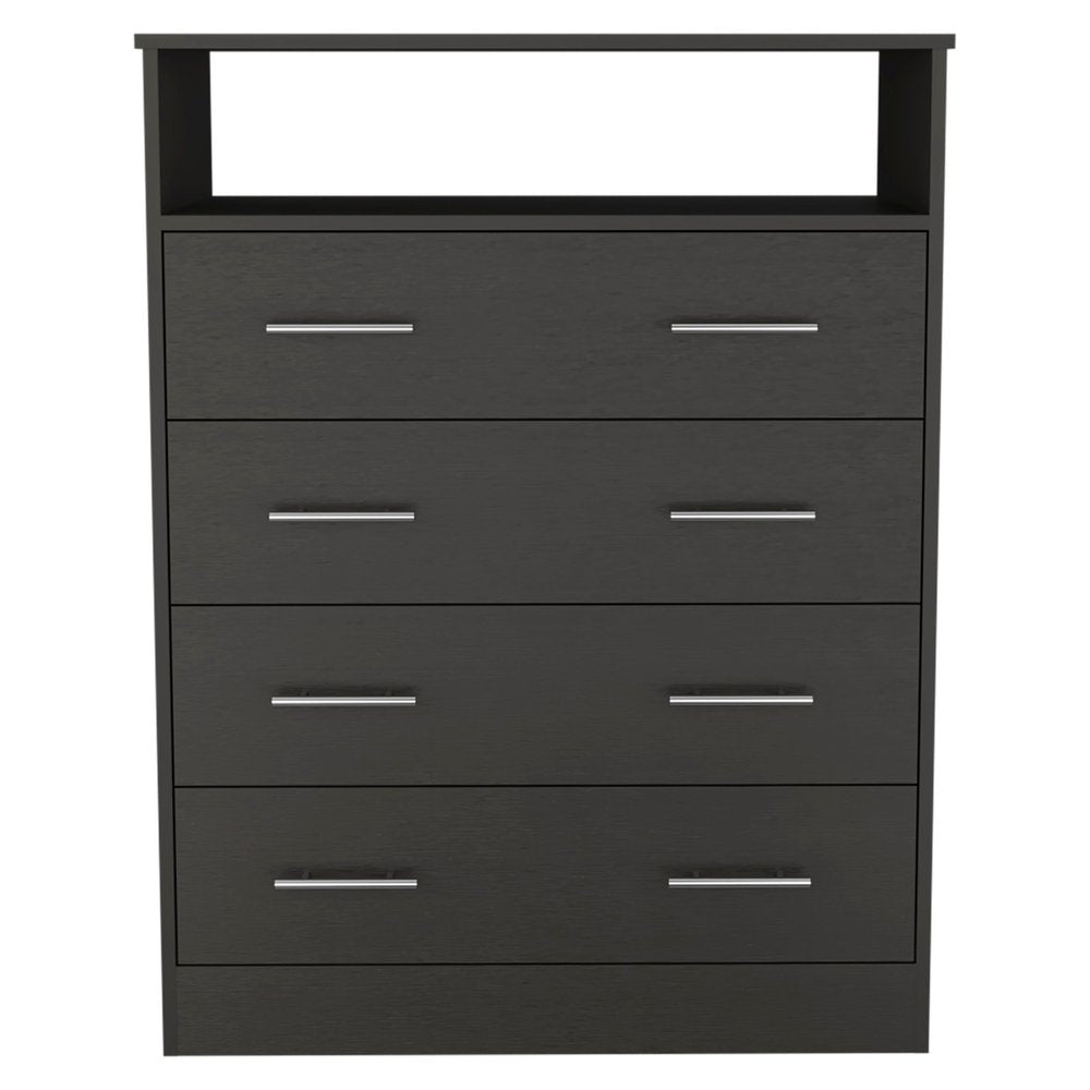 33" Black Wood Four Drawer Dresser