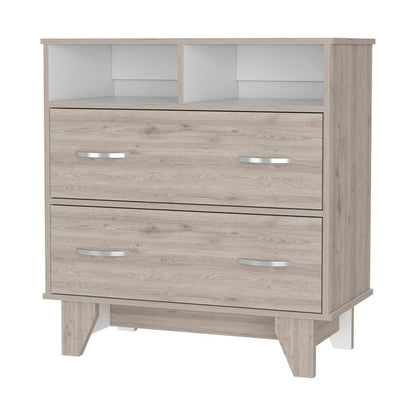 32" Oak Wood Two Drawer Dresser