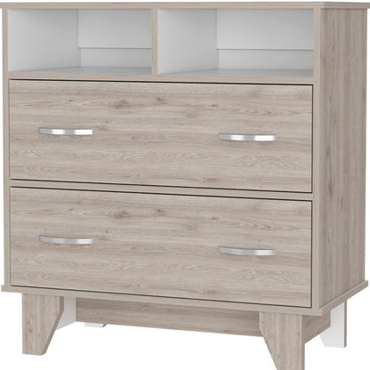32" Oak Wood Two Drawer Dresser