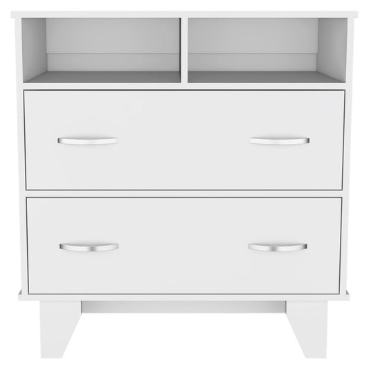 32" White Wood Two Drawer Dresser