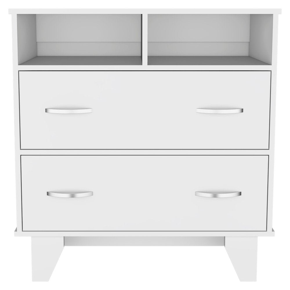 32" White Wood Two Drawer Dresser