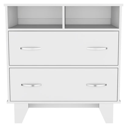 32" White Wood Two Drawer Dresser