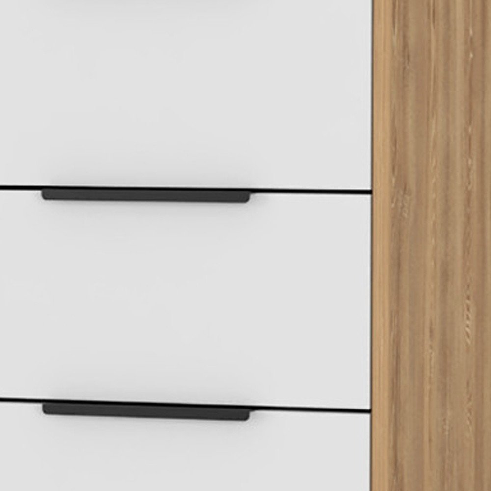 18" White And Natural Wood And Metal Five Drawer Dresser