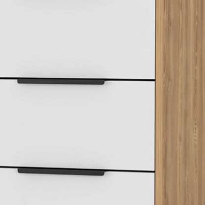 18" White And Natural Wood And Metal Five Drawer Dresser