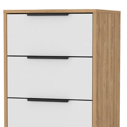 18" White And Natural Wood And Metal Five Drawer Dresser
