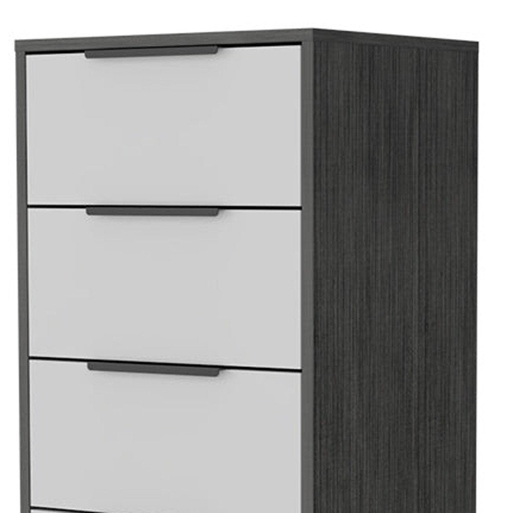 18" White And Gray Wood Five Drawer Dresser