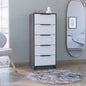 18" White And Gray Wood Five Drawer Dresser