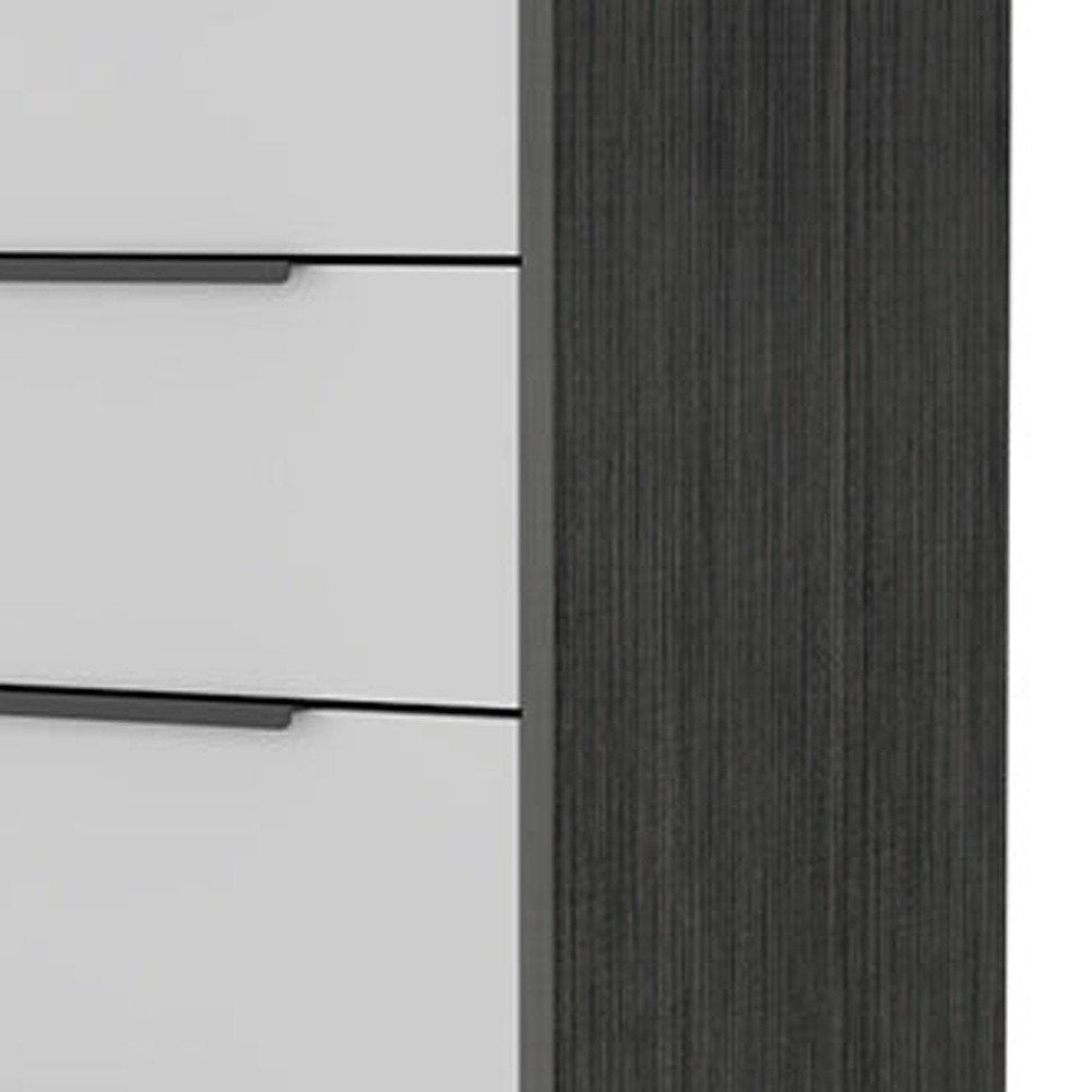18" White And Gray Wood Five Drawer Dresser