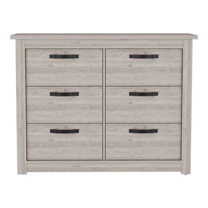47" Oak Wood Six Drawer Dresser