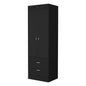 70" Black Wood Two Door Two Drawer Combo Dresser