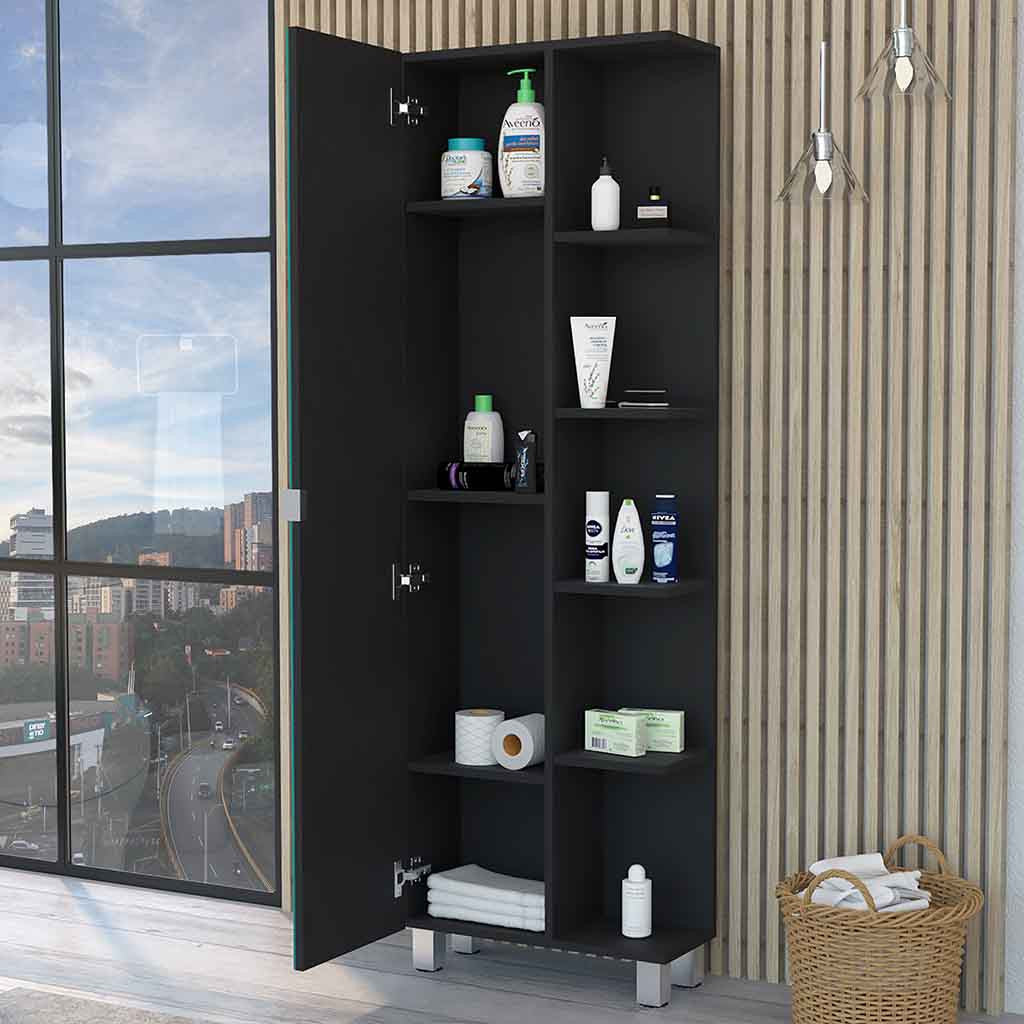 20" Black Accent Cabinet With Nine Shelves