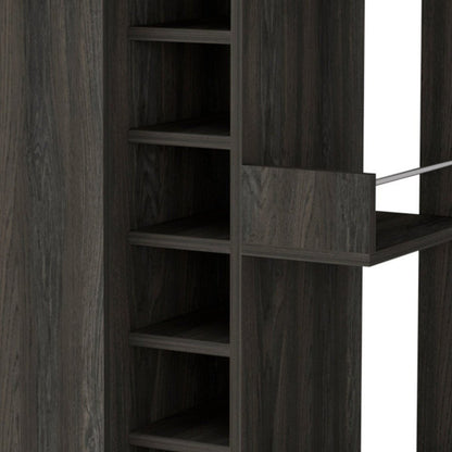 Espresso Rolling Bar Cart With Wine Storage