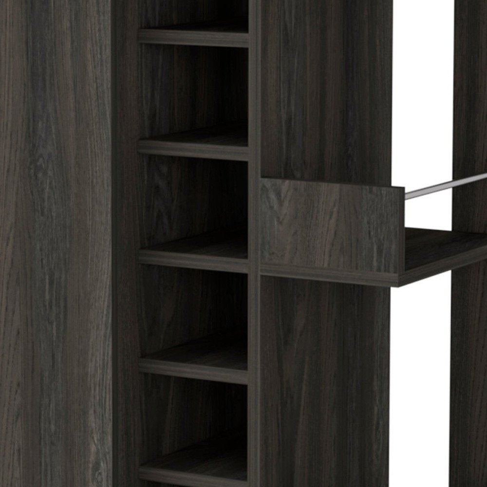 Espresso Rolling Bar Cart With Wine Storage