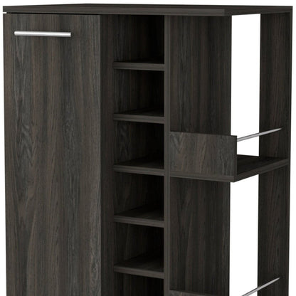 Espresso Rolling Bar Cart With Wine Storage