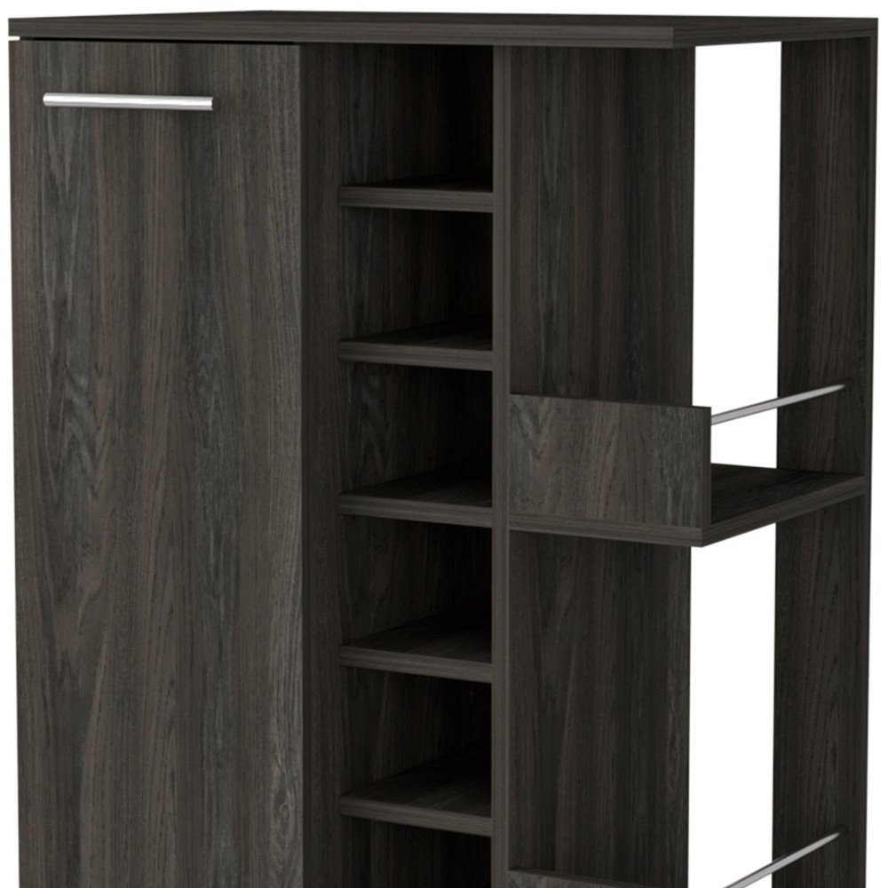 Espresso Rolling Bar Cart With Wine Storage