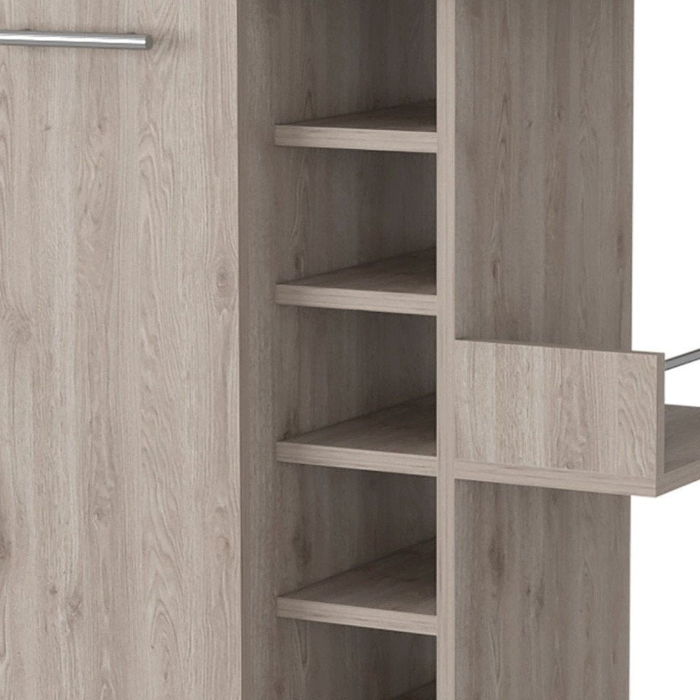 Light Gray Rolling Bar Cart With Wine Storage