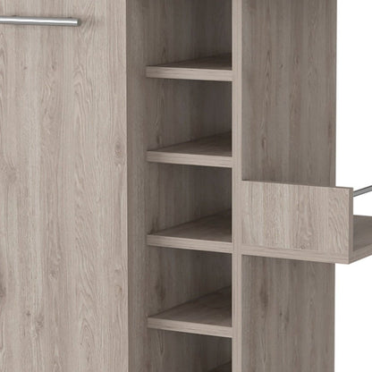 Light Gray Rolling Bar Cart With Wine Storage