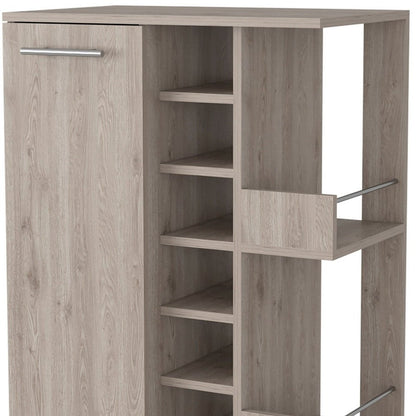 Light Gray Rolling Bar Cart With Wine Storage