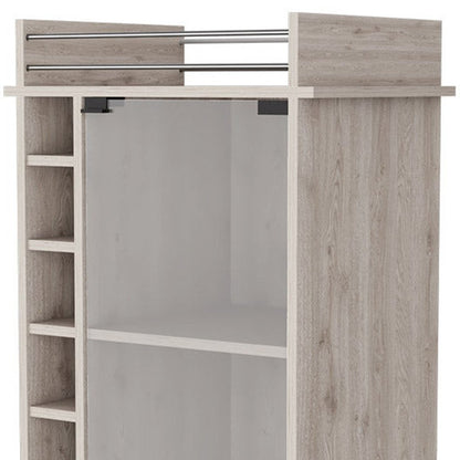 Light Gray Rolling Bar Cart With Wine Storage