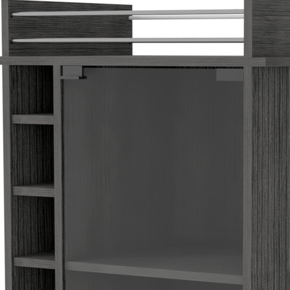 Gray Rolling Bar Cart With Wine Storage
