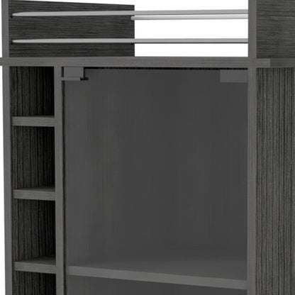 Gray Rolling Bar Cart With Wine Storage