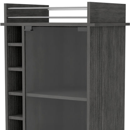Gray Rolling Bar Cart With Wine Storage