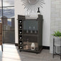 Espresso Rolling Bar Cart With Wine Storage