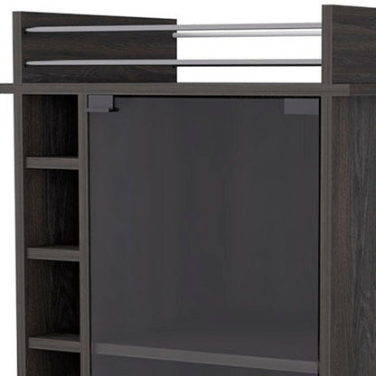 Espresso Rolling Bar Cart With Wine Storage