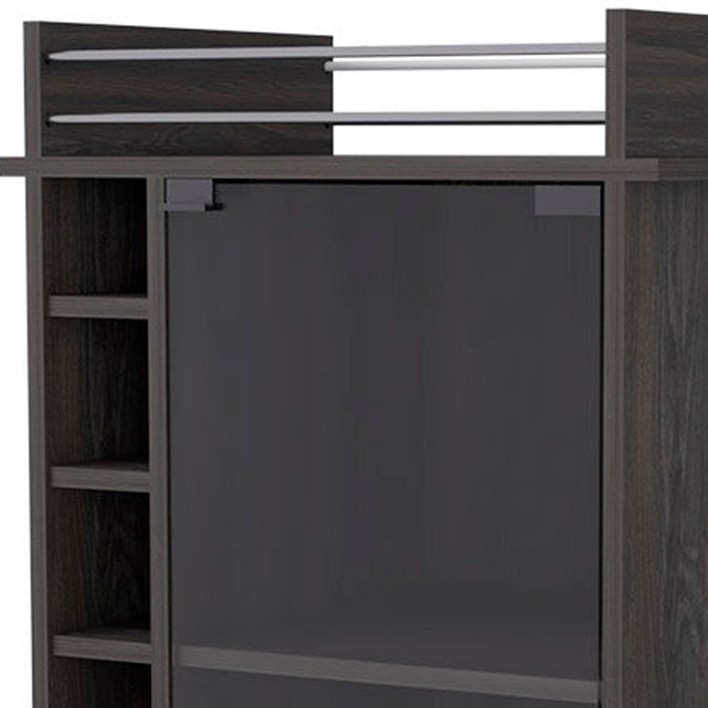 Espresso Rolling Bar Cart With Wine Storage