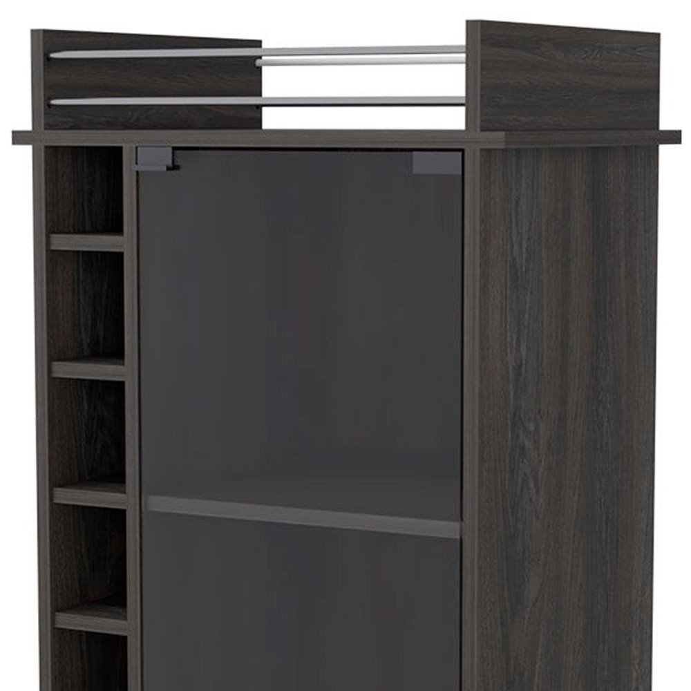 Espresso Rolling Bar Cart With Wine Storage