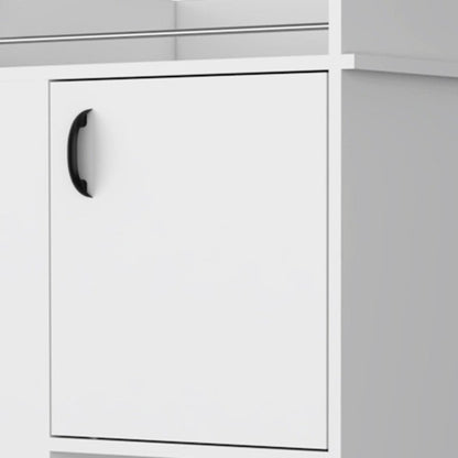 White Rolling Bar Cart With Wine Storage