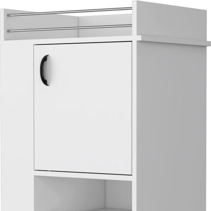 White Rolling Bar Cart With Wine Storage