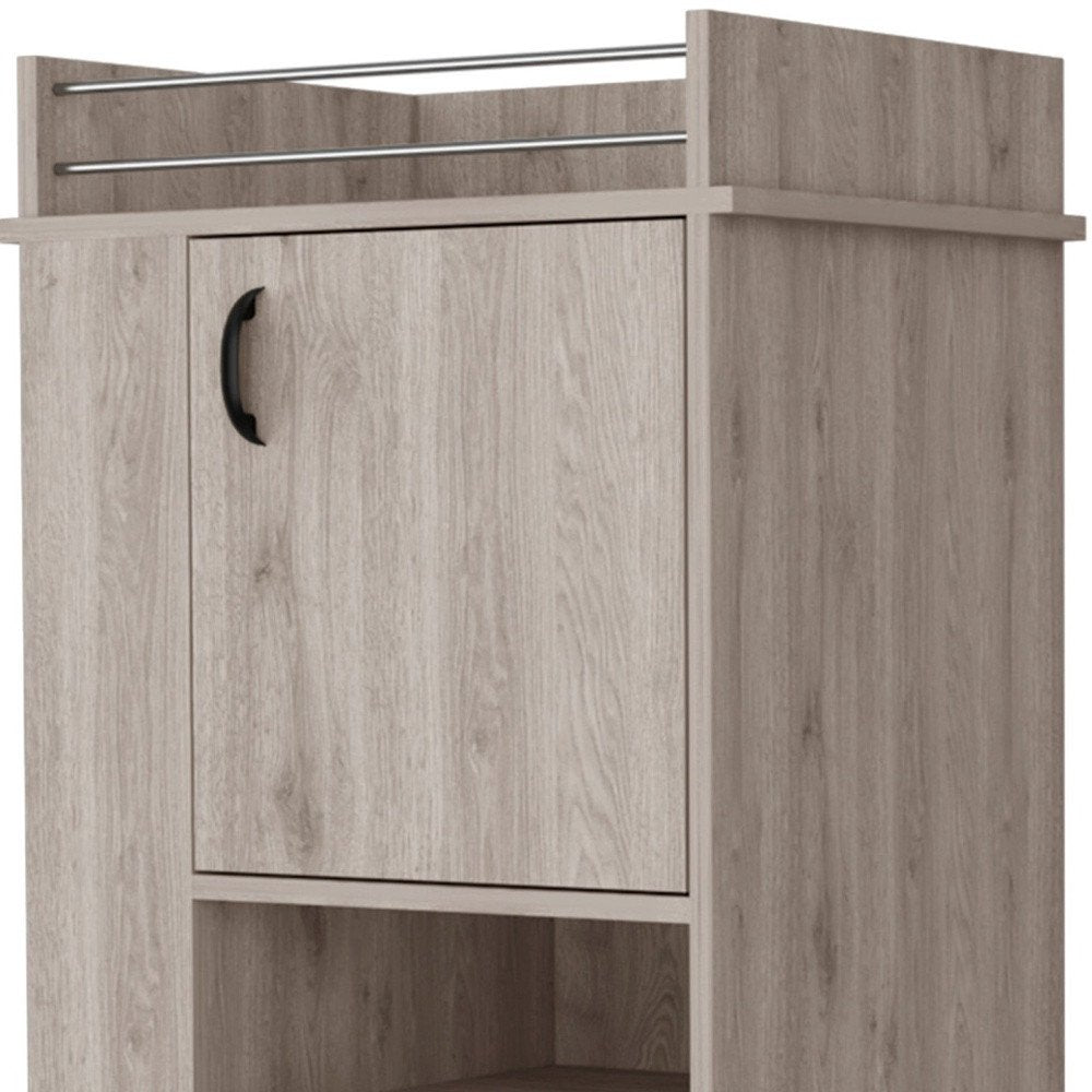 Light Gray Rolling Bar Cart With Wine Storage