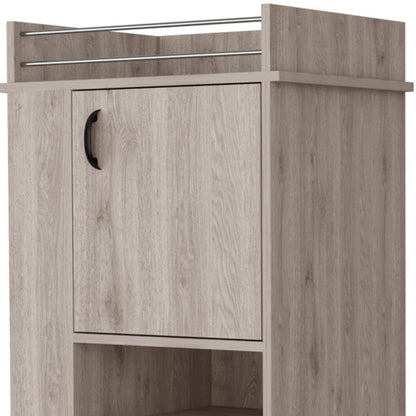 Light Gray Rolling Bar Cart With Wine Storage