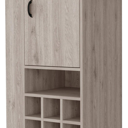 Light Gray Rolling Bar Cart With Wine Storage