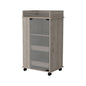 Light Gray Rolling Bar Cart With Wine Storage