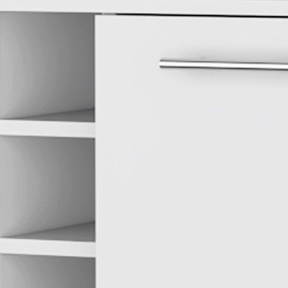 White Rolling Bar Cart With Wine Storage