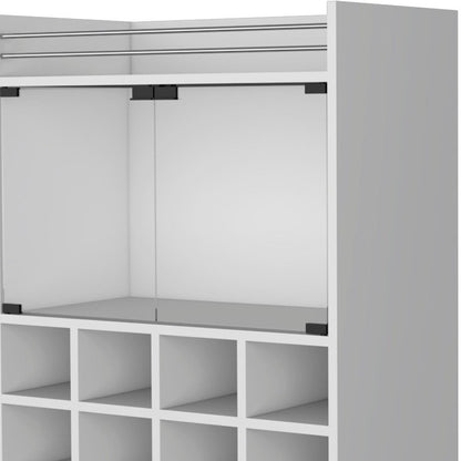 White Rolling Bar Cart With Wine Storage