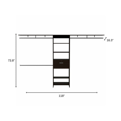 118" Black Manufactured Wood Closet System