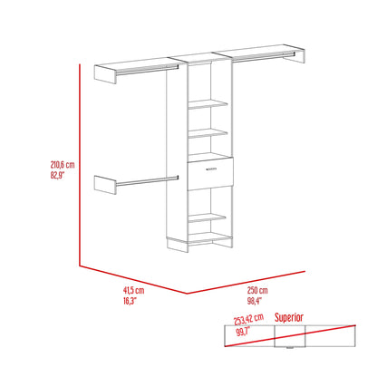 98" Brown Manufactured Wood Closet System