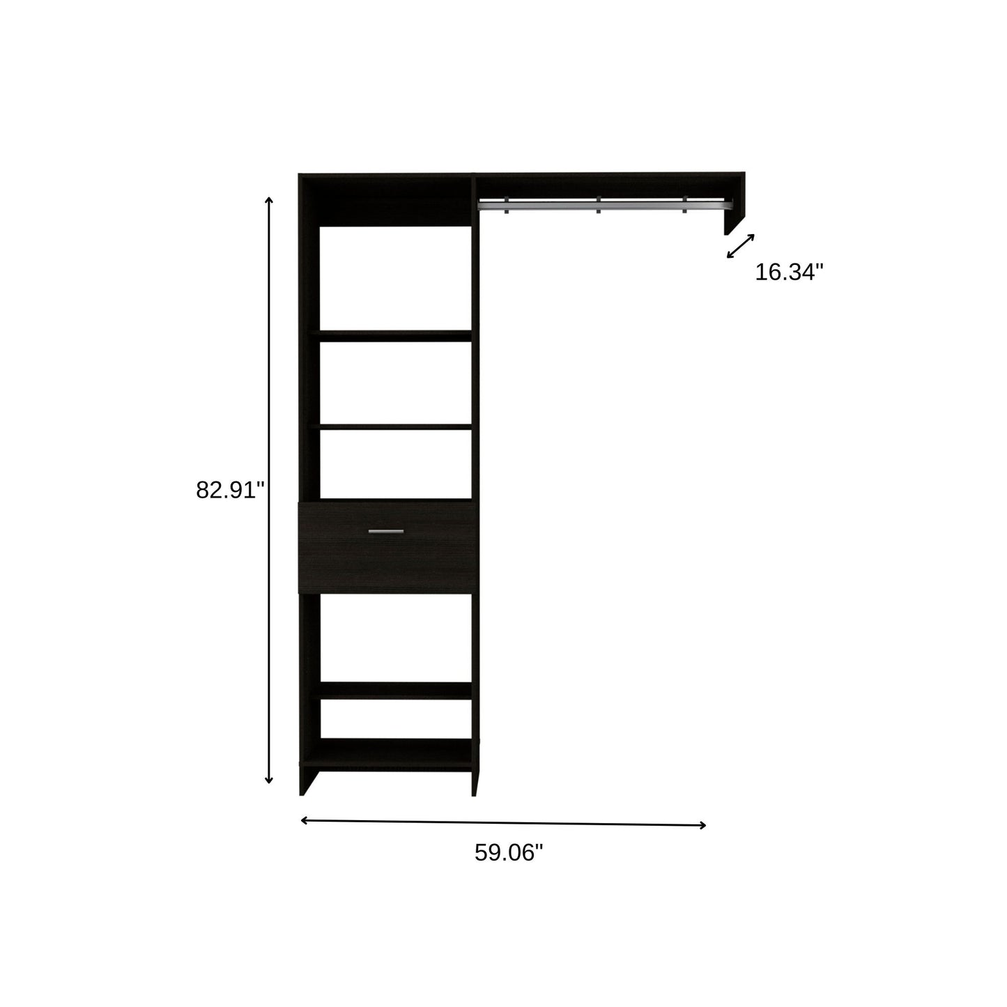 59" Black Manufactured Wood Closet System