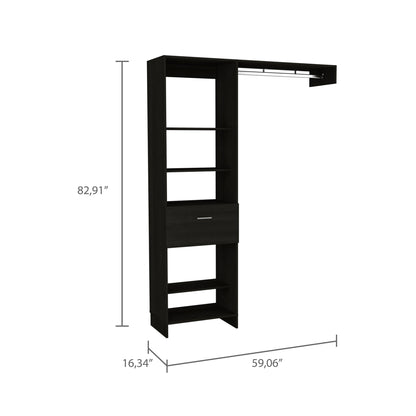 59" Black Manufactured Wood Closet System