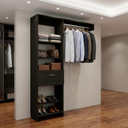 59" Black Manufactured Wood Closet System